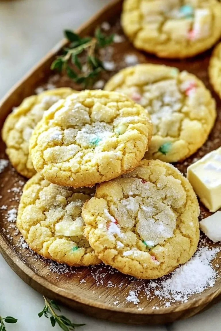 Delicious Easy Christmas Gooey Butter Cookies on a festive platter