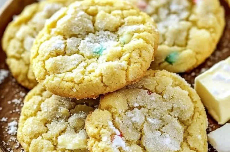 Delicious Easy Christmas Gooey Butter Cookies on a festive platter