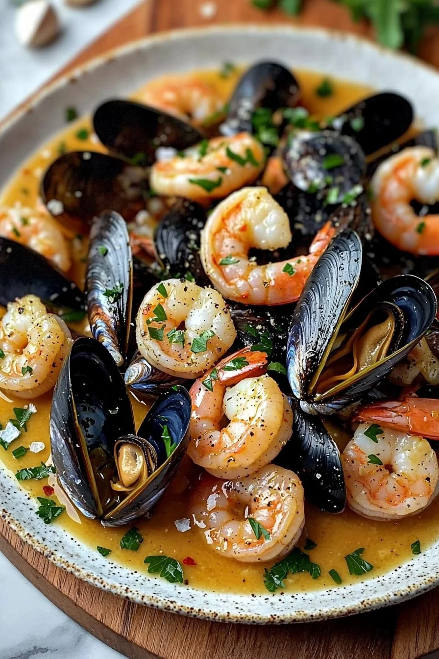 Easy Garlic Shrimp Mussels