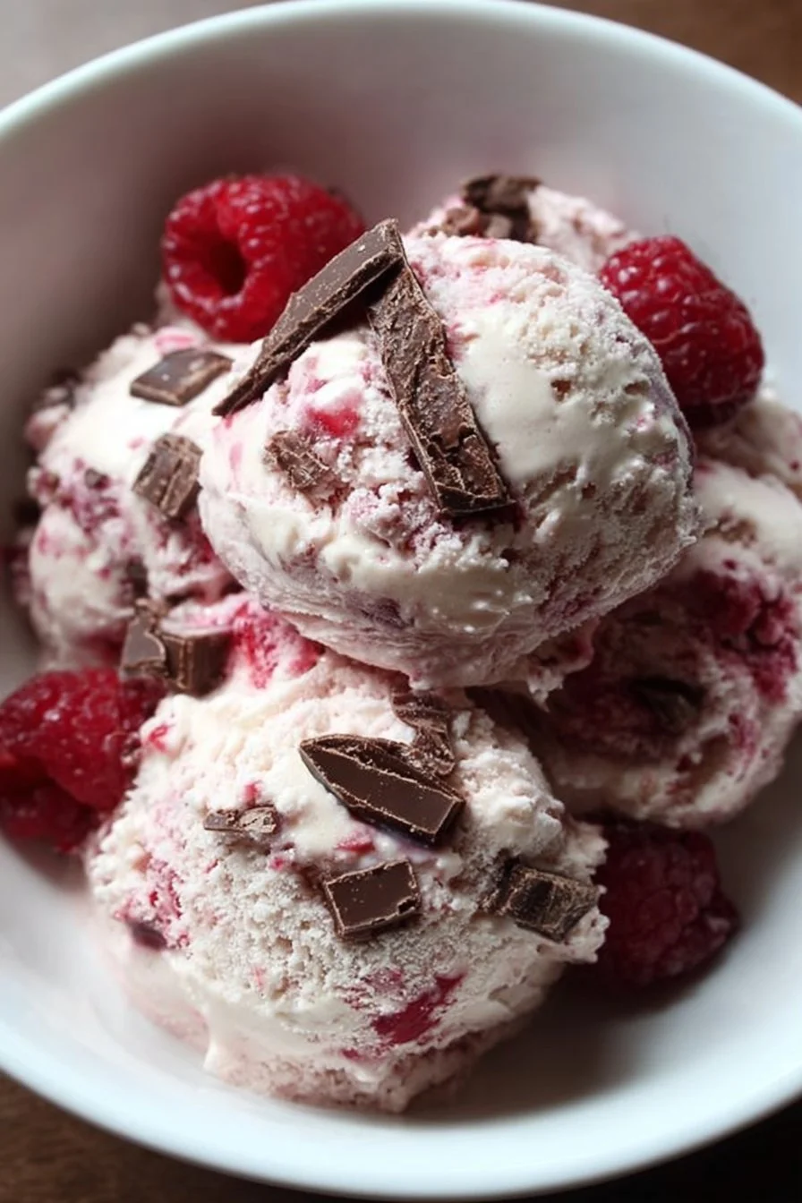 Easy Raspberry Chocolate Chunk Ice Cream