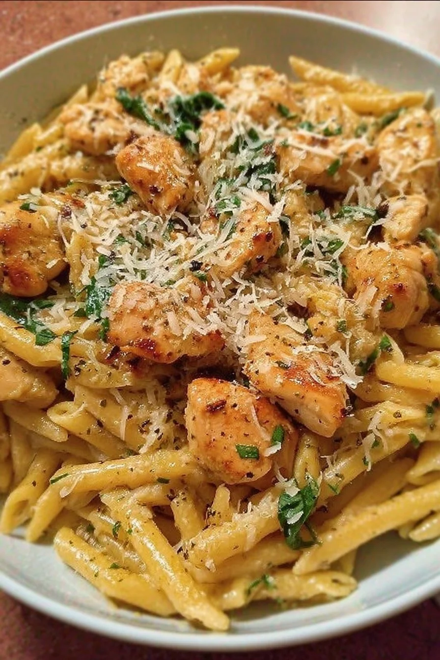 Healthy Garlic Parmesan Chicken Pasta