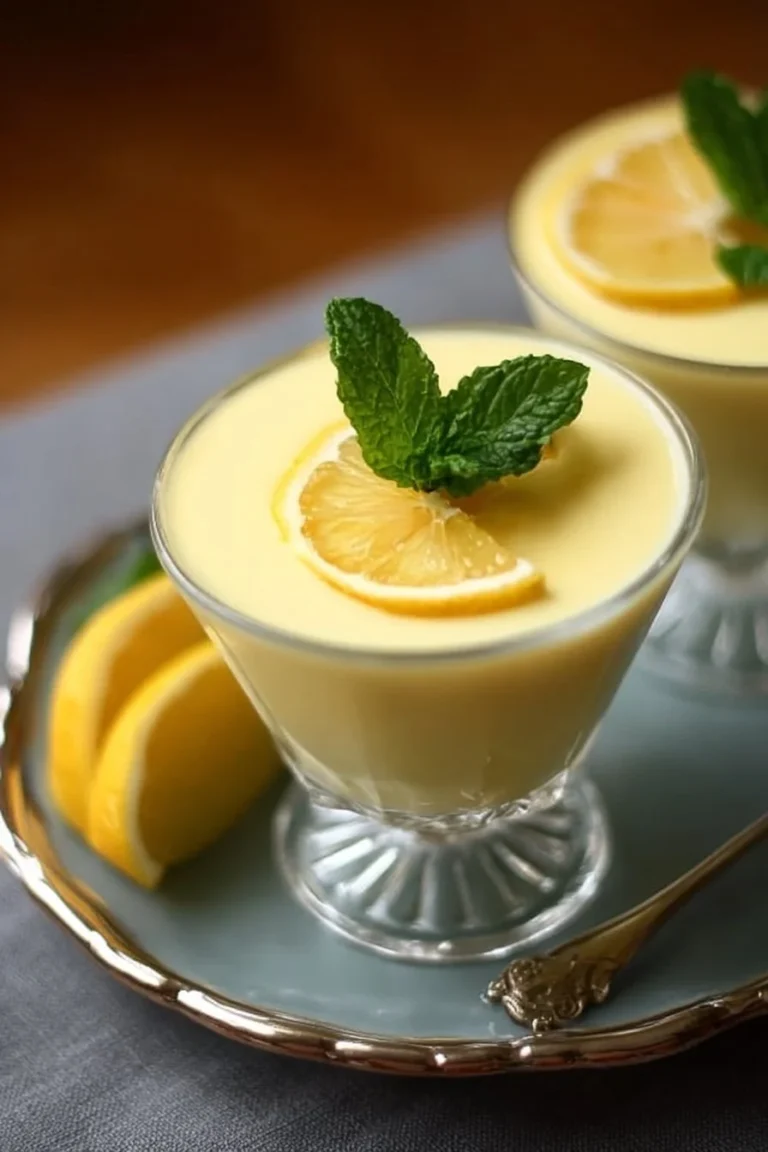 Delicious and creamy lemon posset dessert served in a glass