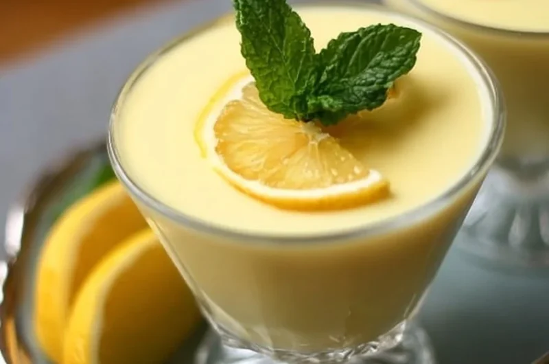 Delicious and creamy lemon posset dessert served in a glass