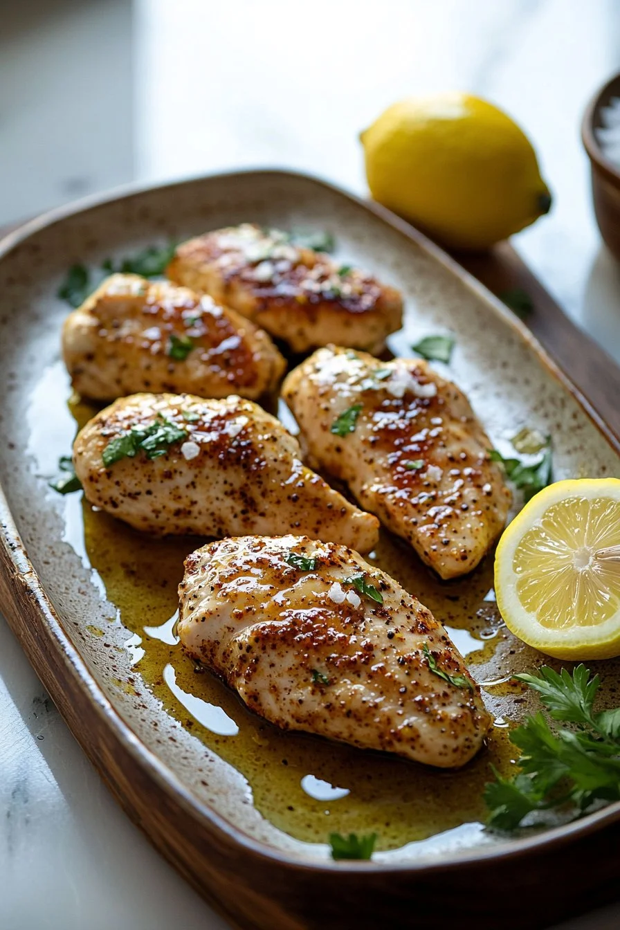 Deliciously seasoned lemon pepper chicken served with fresh herbs.