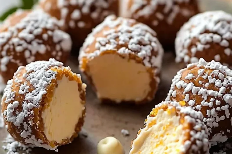 No bake orange creamsicle truffles with a creamy orange filling and white chocolate coating.