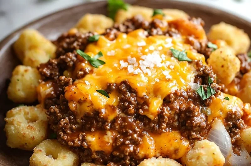 Delicious Sloppy Joe Casserole served in a baking dish