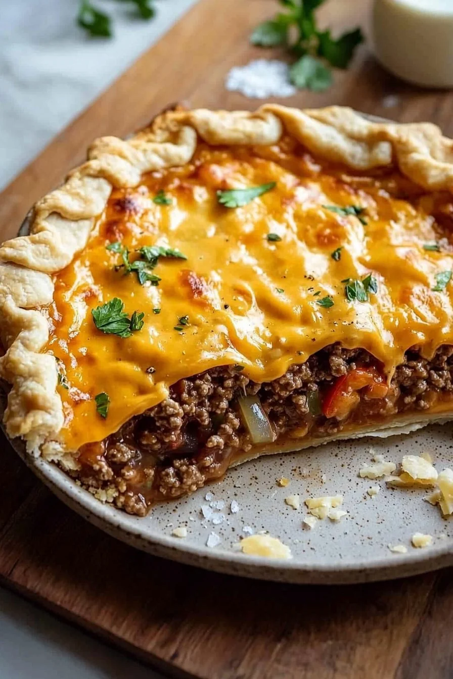 Tasty Cheesy Burger Pie