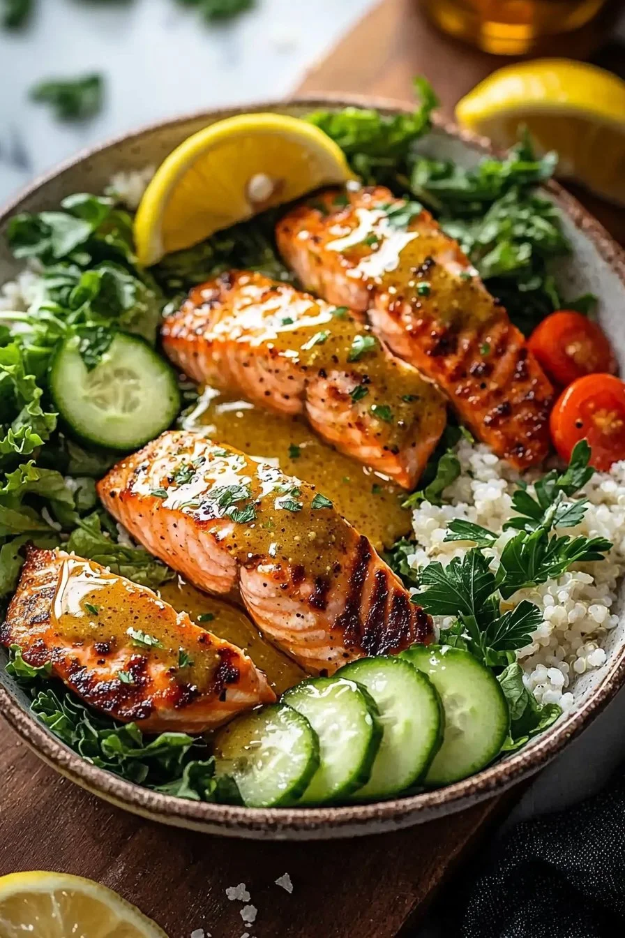 Tasty Honey Mustard Salmon Bowls