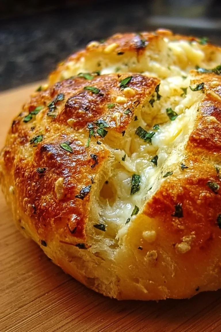 Loaf of homemade Italian herb cheese bread, fresh out of the oven.