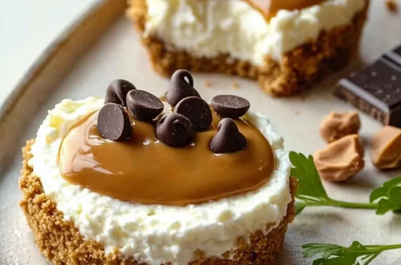 Delicious peanut butter cheesecake with a creamy cottage cheese filling