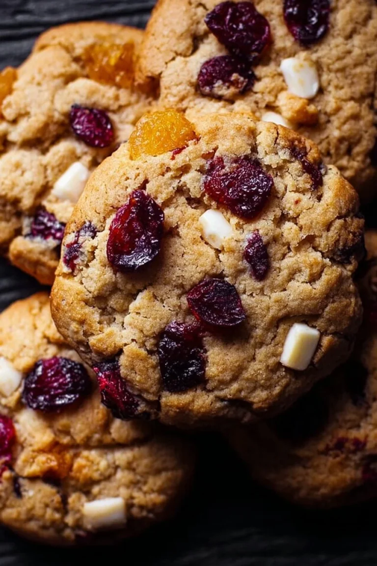 Thick and chewy cranberry cookies on a baking sheet, ready to enjoy.
