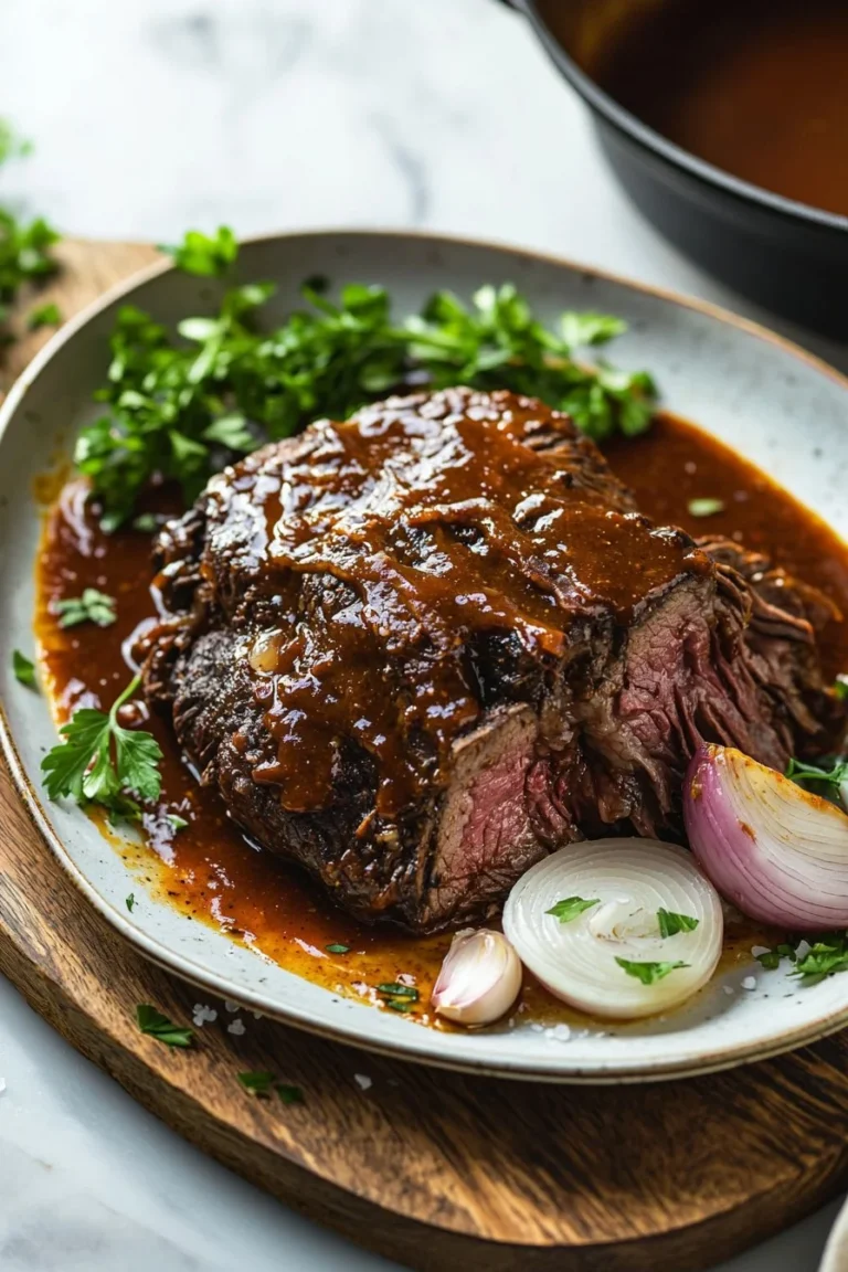 Delicious tender BBQ Beef Roast served with sides