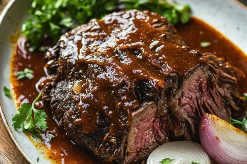 Delicious tender BBQ Beef Roast served with sides
