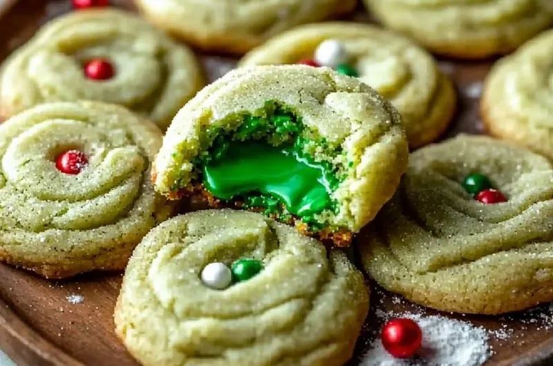Colorful Grinch Sugar Cookies decorated for Christmas cheer