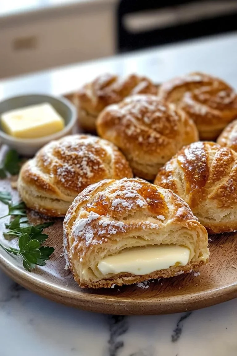 Healthy homemade sourdough discard kolaches with fruit filling on a rustic table.