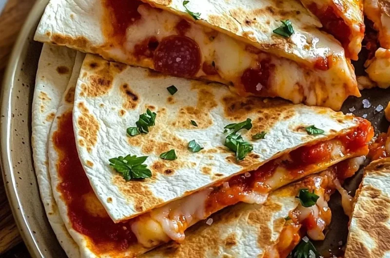 Delicious 5-ingredient pizza quesadillas on a plate