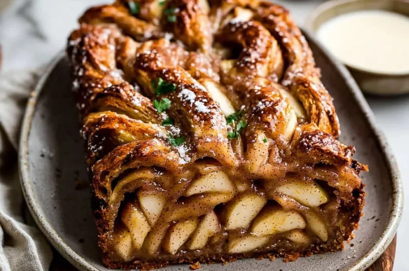 Freshly baked Apple Cinnamon Babka with a warm, aromatic cinnamon and apple filling.