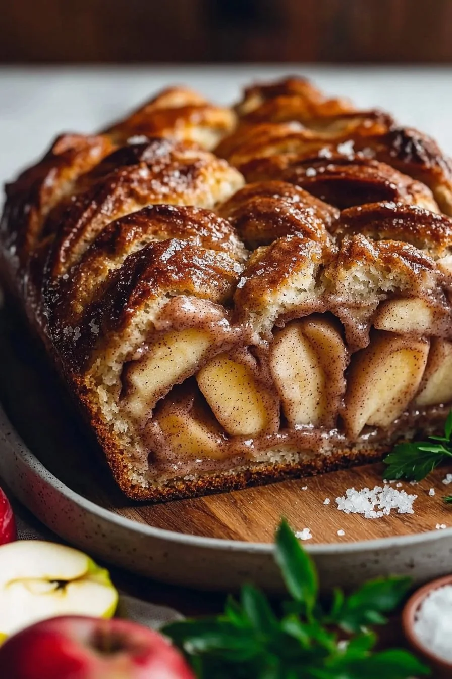 Homemade Apple Cinnamon Babka bread with a cinnamon apple filling
