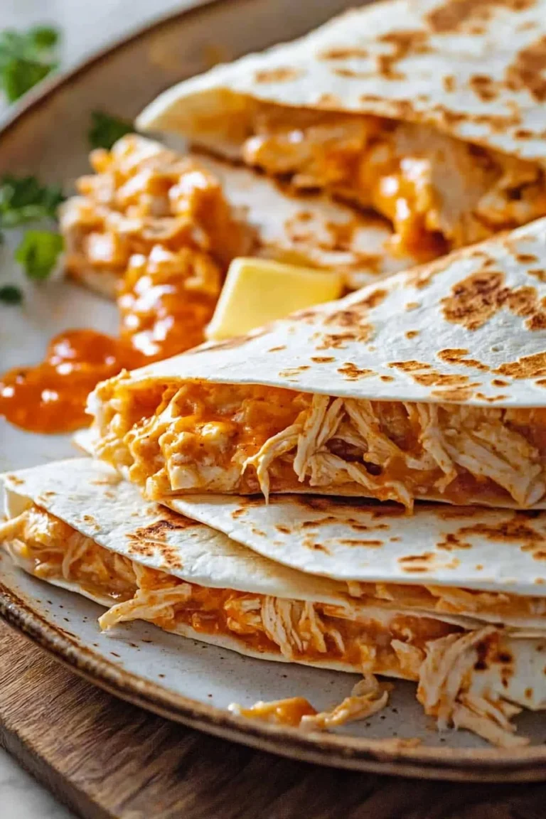 Delicious cheesy Buffalo Chicken Quesadillas served on a plate