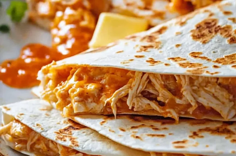 Delicious cheesy Buffalo Chicken Quesadillas served on a plate