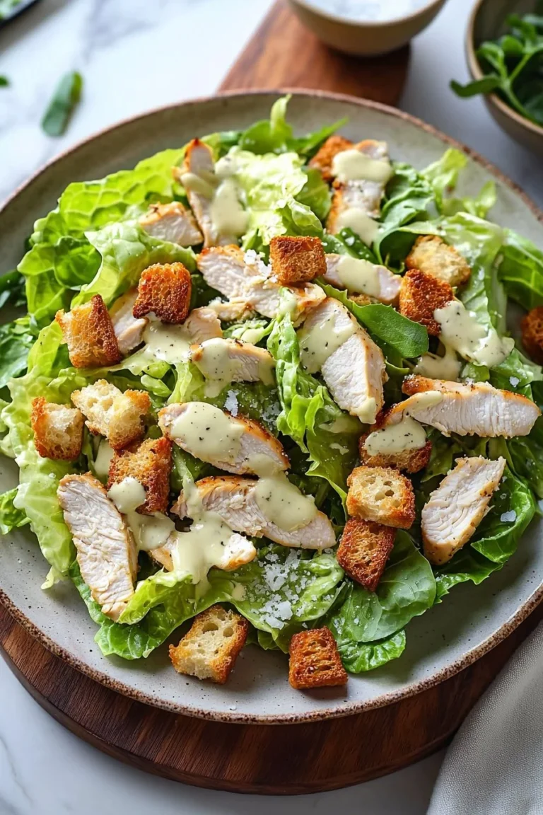 Fresh Chicken Caesar Salad with romaine, grilled chicken, croutons, and Caesar dressing