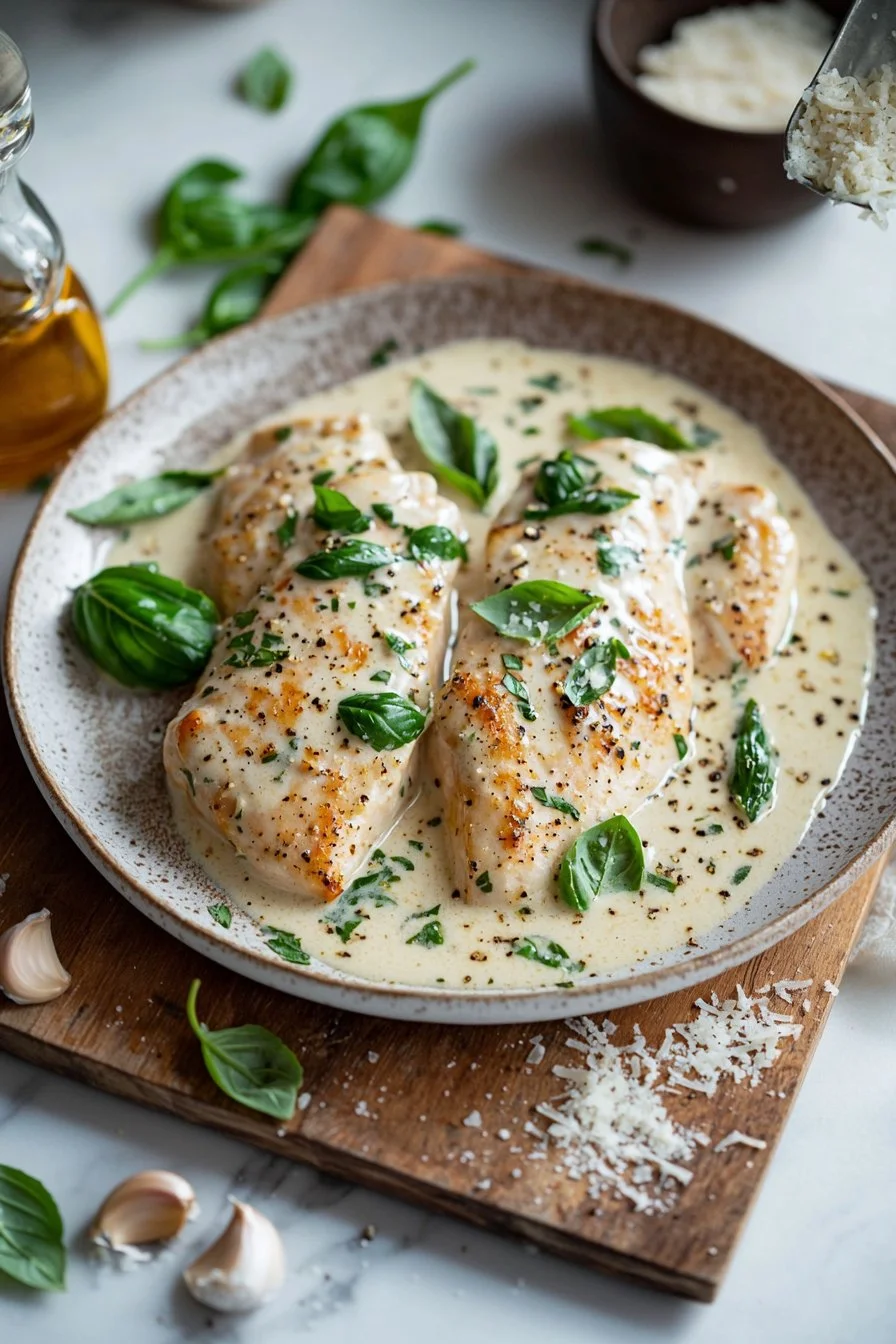 Chicken in Basil Cream Sauce