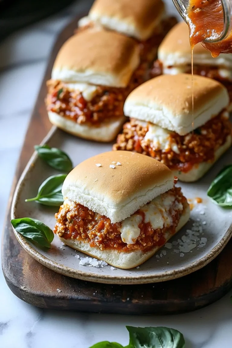 Delicious Chicken Parmesan Sloppy Joes on a plate