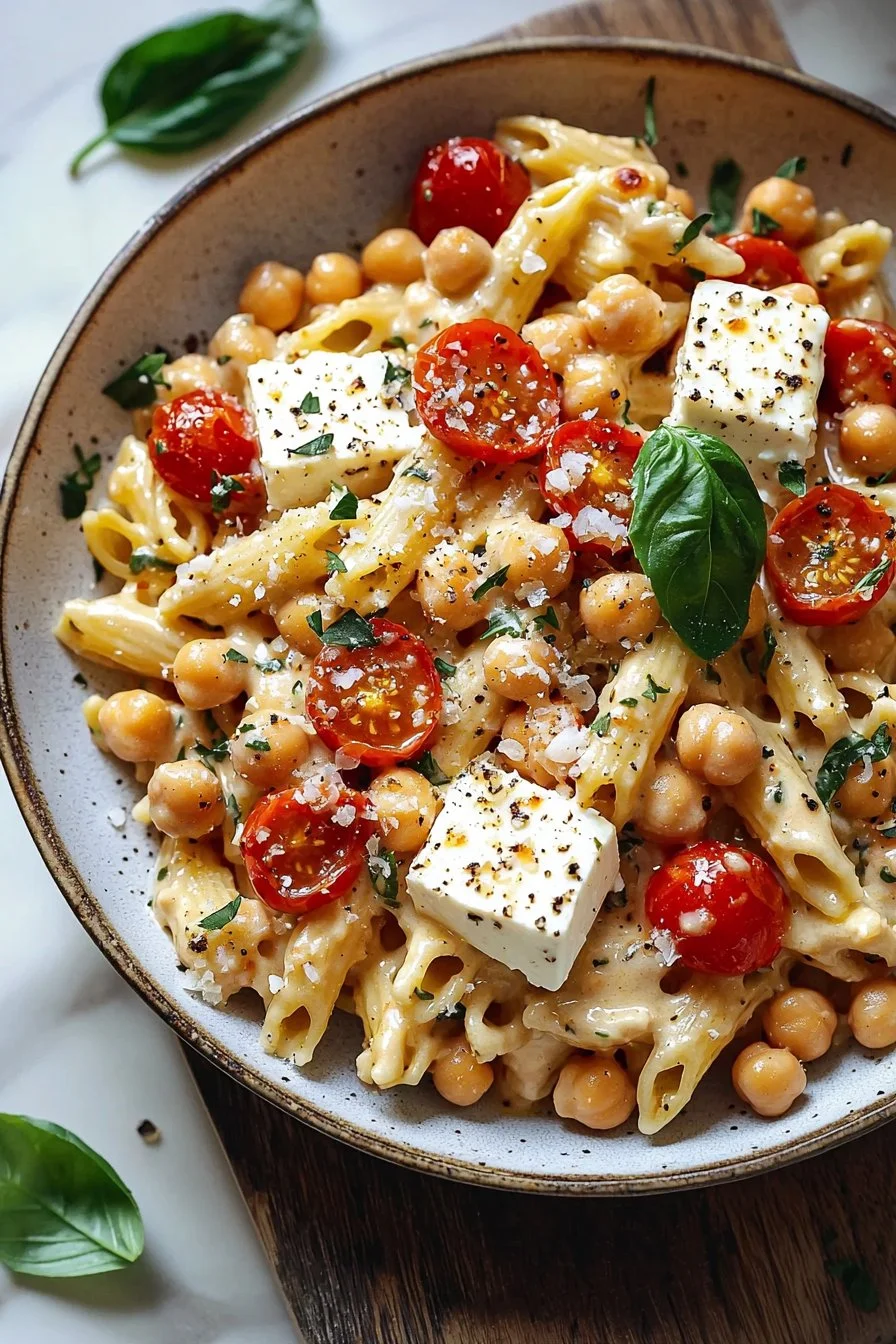 Creamy Baked Feta Pasta with Chickpeas