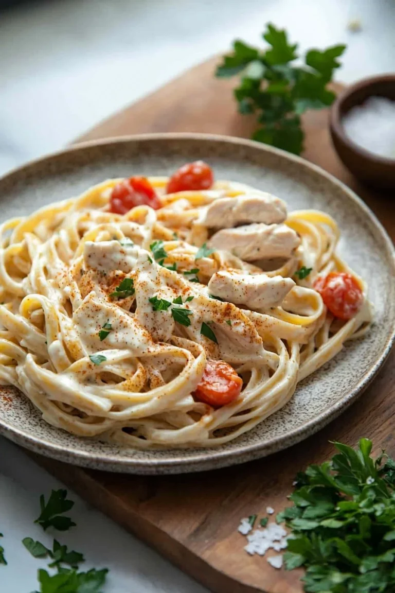 Delicious creamy Cajun chicken pasta served in a bowl with herbs and spices