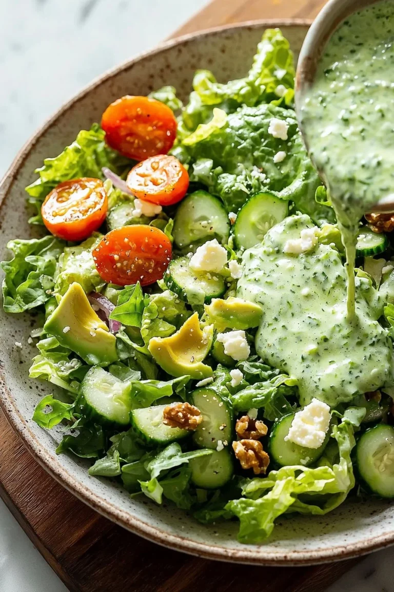 Creamy Green Goddess Salad with crunchy vegetables and fresh dressing