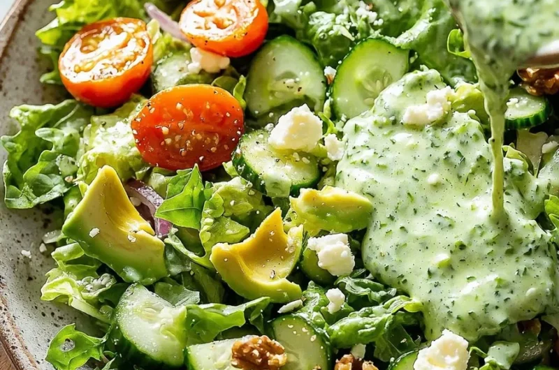 Creamy Green Goddess Salad with crunchy vegetables and fresh dressing