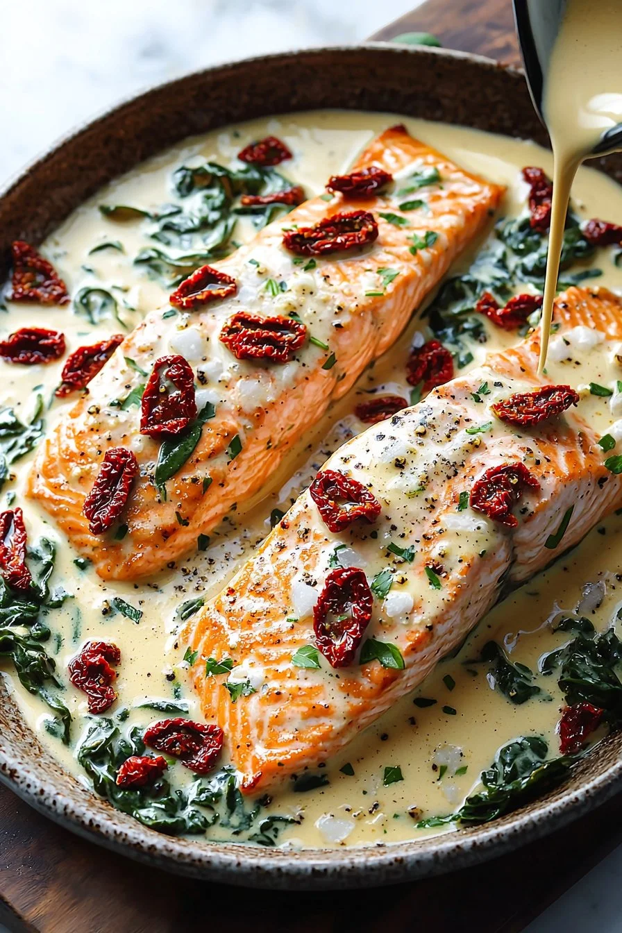 Creamy Tuscan Salmon with Sun-Dried Tomatoes