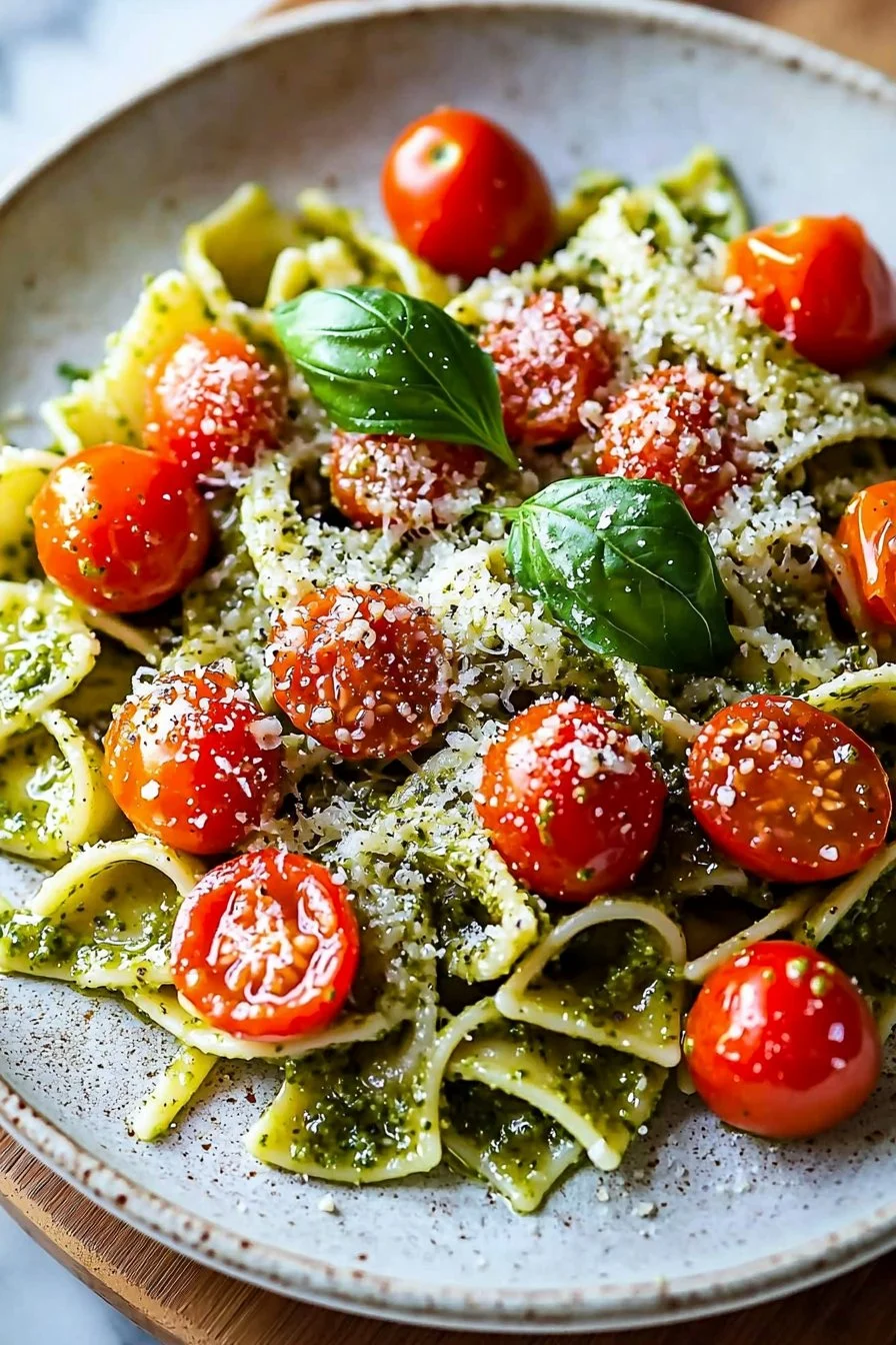 Easy 20-Minute Pesto Pasta with Cherry Tomatoes