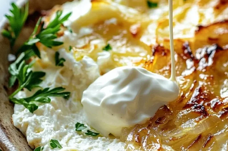 Creamy 3 ingredient Vidalia onion dip served in a bowl with vegetables
