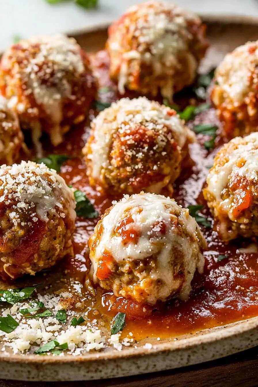 Easy Baked Chicken Parmesan Meatballs (healthier)