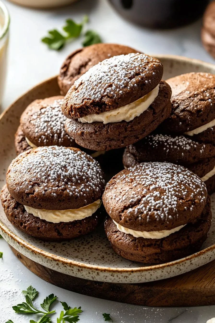 Easy Chocolate Coffee Whoopie Pies (Bakery Style)