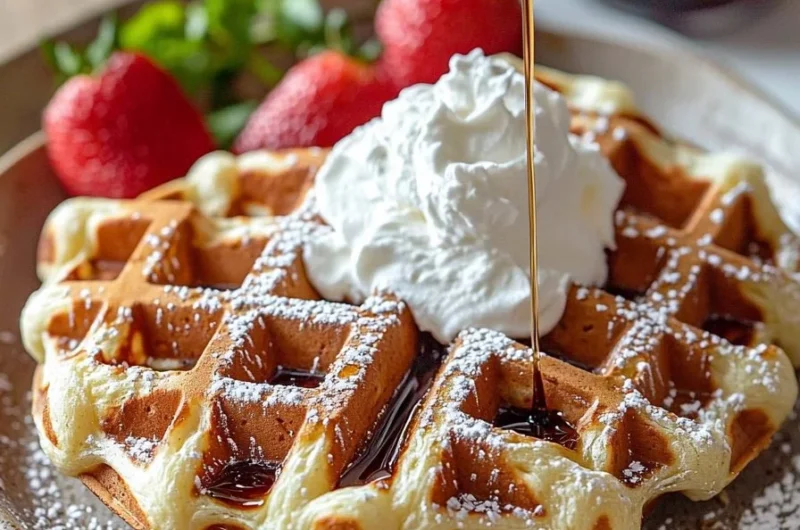 Delicious homemade croffle made with croissants and a waffle maker