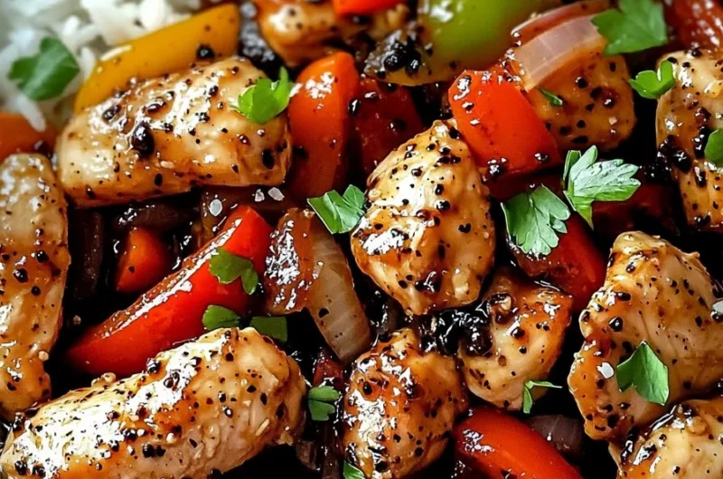 Delicious one-pan black pepper chicken cooked with fresh vegetables