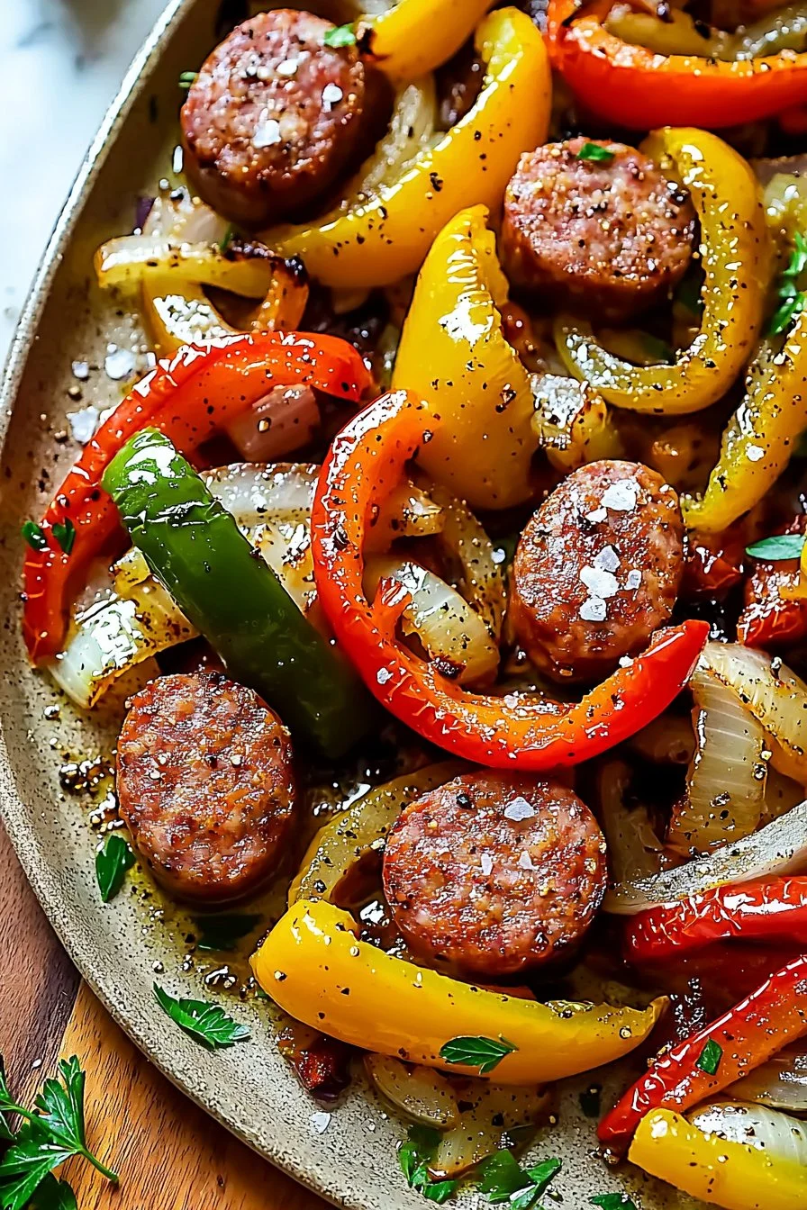 Easy Sheet Pan Sausage, Peppers, and Onions