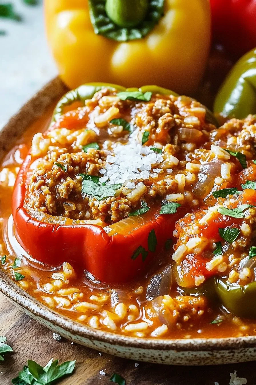 Easy Stuffed Bell Pepper Soup with Ground Turkey