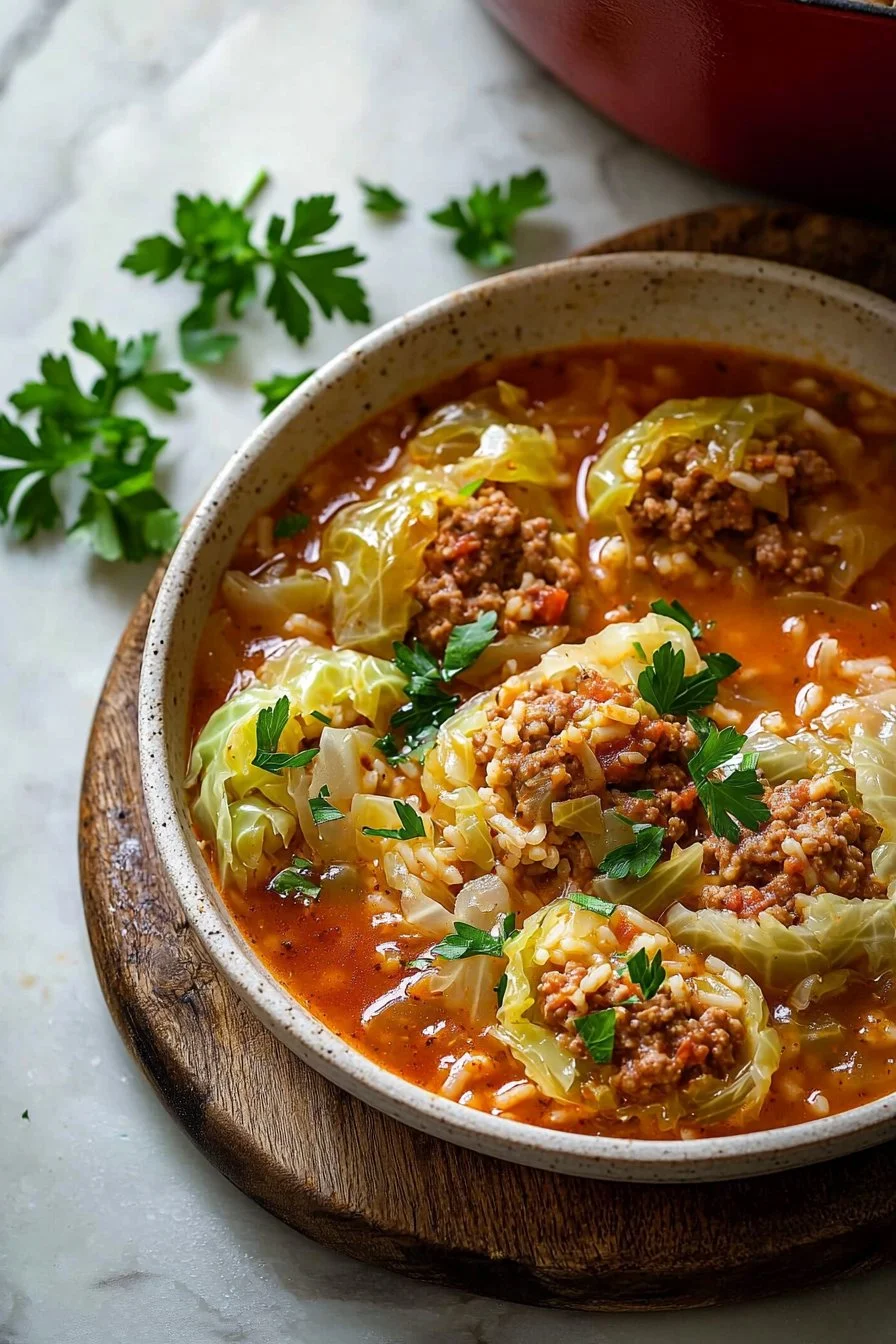 Easy Stuffed Cabbage Soup (Golumpki Soup Recipe)