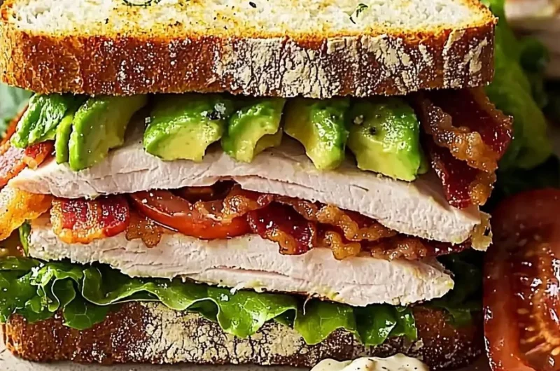 Easy turkey avocado club sandwich with fresh ingredients