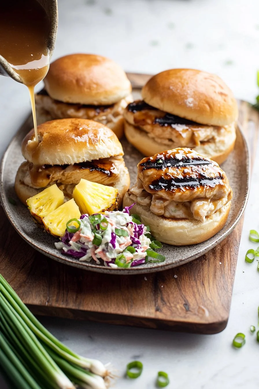 Hawaiian Teriyaki Chicken Sandwich with fresh ingredients and toasted bun