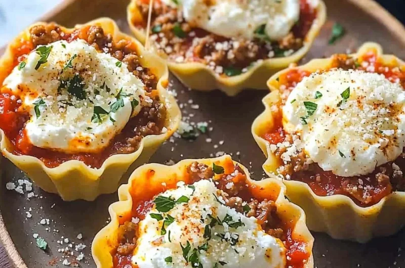 Quick and easy lasagna cups served on a plate