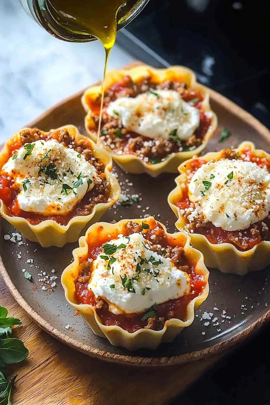 Quick and easy lasagna cups served on a plate