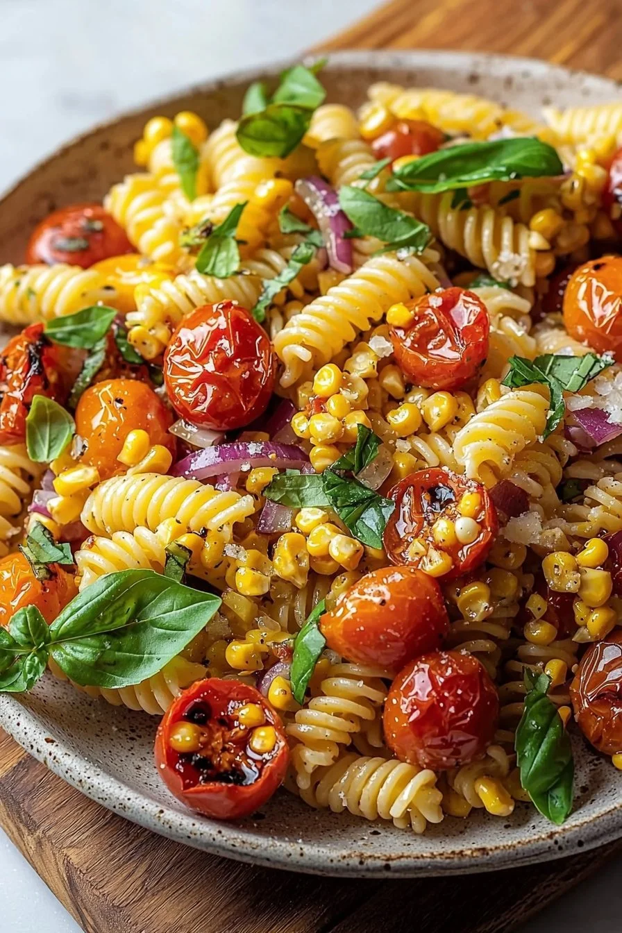 Roasted Corn and Tomato Pasta Salad