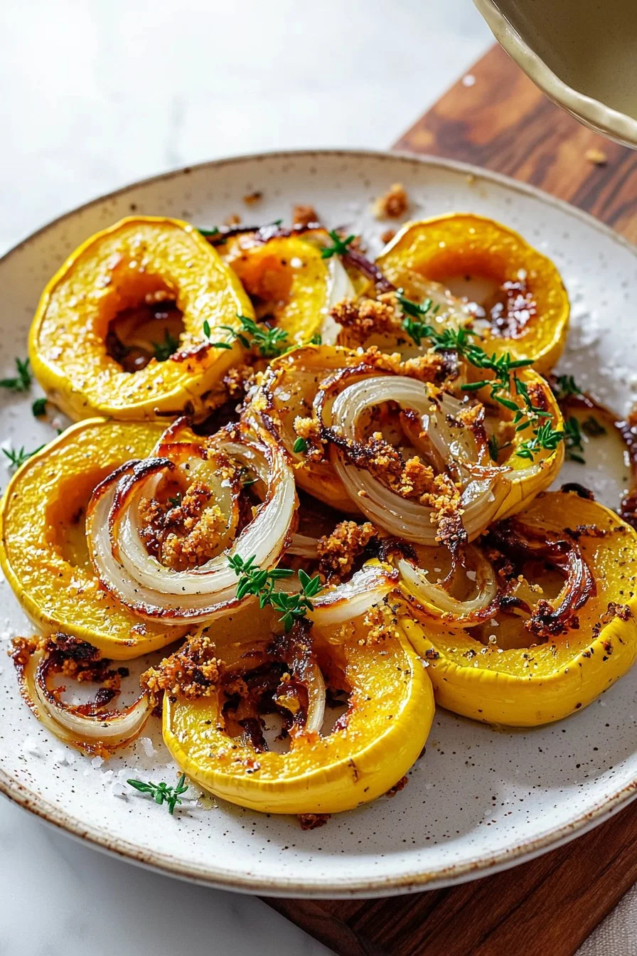 Roasted Delicata Squash with Crispy Onions