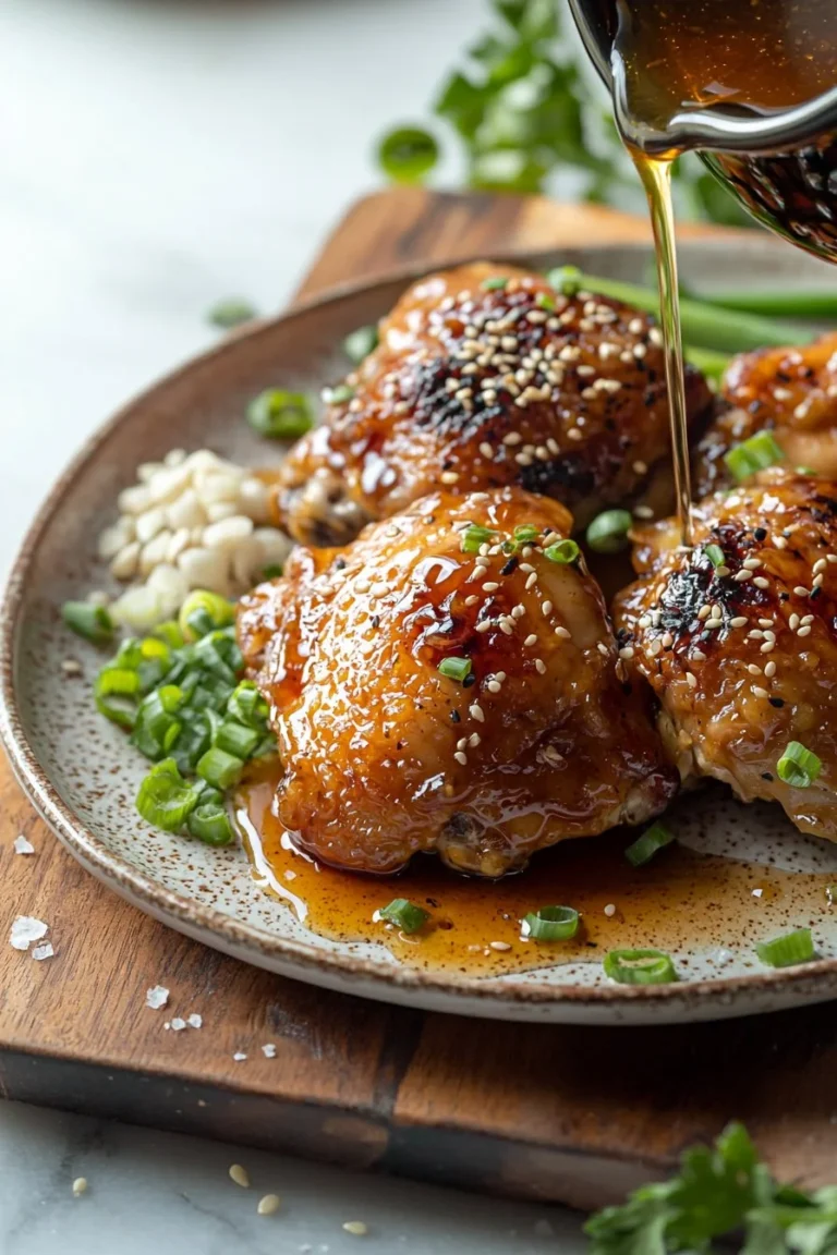 Delicious slow cooker honey garlic chicken served with vegetables