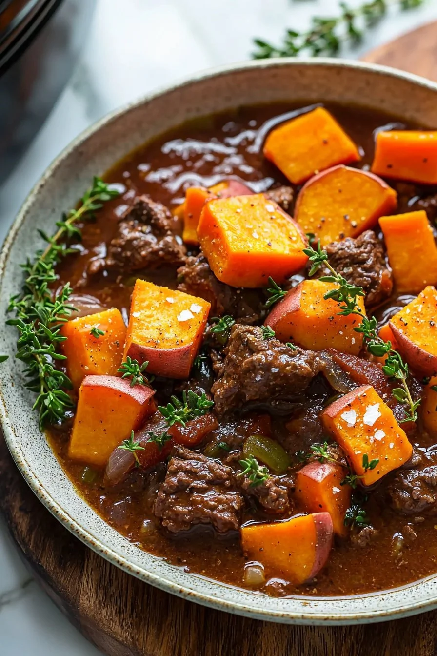 Slow Cooker Sweet Potato Beef Stew