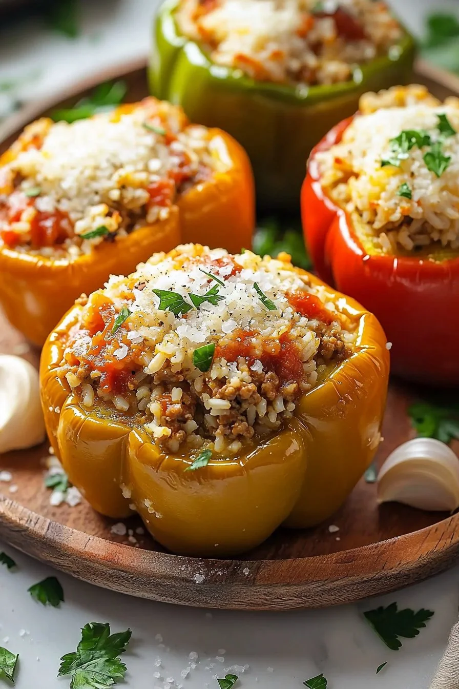 Stuffed Bell Peppers with Ground Turkey and Rice